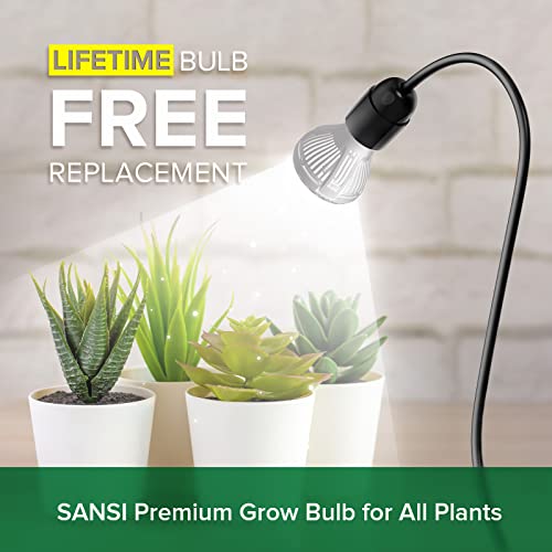 SANSI LED Grow Lights for Indoor Plants, Lifetime Free Bulb Replacement | 150W Full Spectrum 1-Gooseneck Clip Plant Grow Light, Plant Light with Timer 4/8/12 Hrs, High PPFD Growing Power Grow Lamp - size: 1 Head 1 Pack
