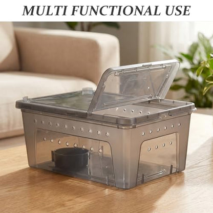 Reptile Carrier Plastic Habitat Box with Efficient Ventilation System and Versatile Design for Turtle and Gecko Breeding, Insect Pet Breeding Box,