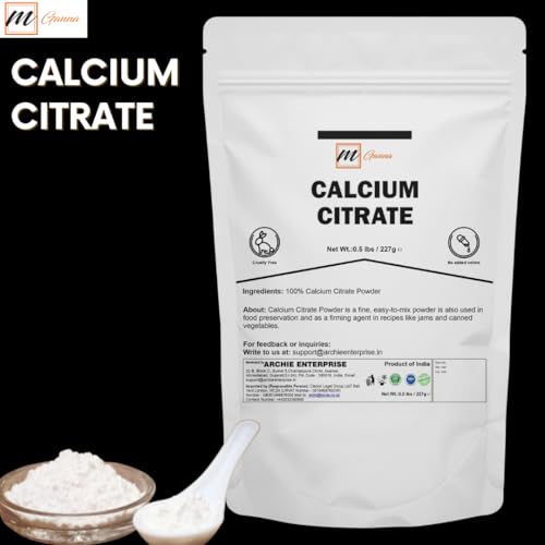 100% Calcium Citrate Powder (Food Grade) Versatile, Highly Absorbable Calcium Source 0.5 lbs/ 227 g