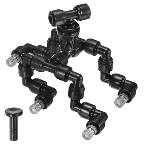M METERXITY Reptile Mister Nozzles, 0.2mm Pore Copper 1/4" Four-Head Reptile Misting Spray Nozzle with Plug for Terrarium/Vivarium, 360 Degree Adjustable Detachable Nozzles [Black] - color: Black