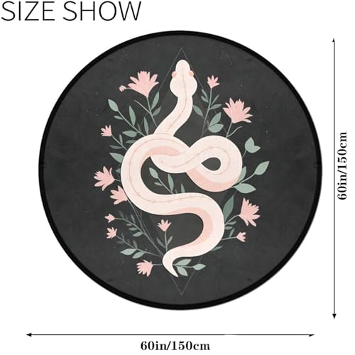 keepcute Snake Flower Area Rug 5' x 5', Washable Non-Slip - color: Snake and Flower, size: 5' (Round)