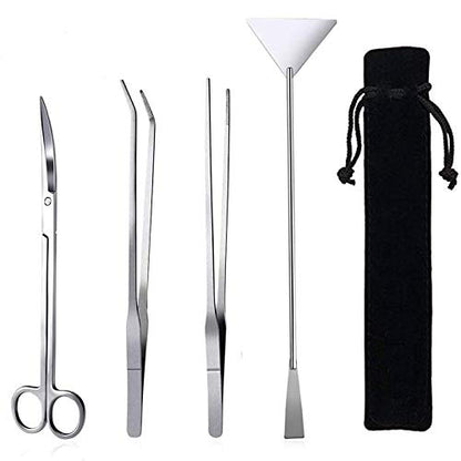 Aquarium Aquascaping Tool, Long Tweezers Scissors Spatula, 4 in 1 Stainless Steel Aquatic Plants Set for Fish Starter Kits, Aquariums Tank and Terrarium - color: Sliver