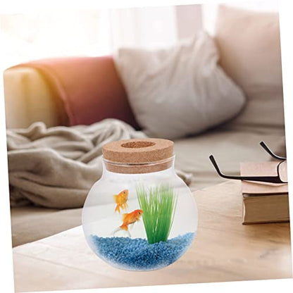 Abaodam Glass Fish Keeping Bottle Lid Transparent Desktop Terrarium for Landscape and Moss Plants Decor and Creative Idea - size: 17.00X14.50X14.50CM