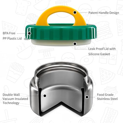 MAISON HUIS 8oz Soup Thermo Wide Mouth Vacuum Insulated Thermo Jar, Leak Proof Stainless Steel Food Container for Hot&Cold Food Kids Lunch Soup for School Travel (Green) - color: Green