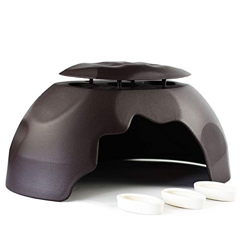OMEM Reptiles House with Ceramic Sink Terrarium Hide Cave Breeding Box Shelter Habitat Decor Hideouts for Turtle Lizard Tortoise Snake (L, Coffee) - color: Coffee, size: L