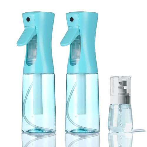 3 Pack Spray Bottles, 2-Pack Continuous Spray Bottles,Fine Water Mist Spray Bottles for Hair 6.8 OZ (200 ML) and 1oz 30ml Travel Spray Bottle Mister for Cleaning,Hairstyling,Plants,Barbers,Pets Blue - color: Blue