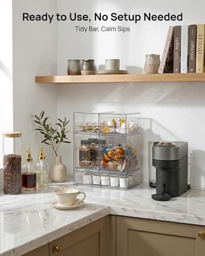 Vtopmart Stackable Storage Drawers Set of 9, Clear Plastic Organizer Bins for Baby Bottle, Beauty Supplies Storage, Ideal for Kichen Countertop, Vanity, Bathroom, Cabinet, Pantry Organization - style: 6 Small+2 High+1 Wide