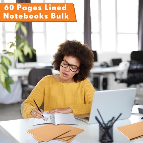 100 Pcs Journals Notebooks Bulk - Kraft Softcover A5 Small Notebooks 5.5 Inch x 8.3 Inch Notepads with 60 Page 30 Sheet for Writing Sketch Travel Office Supplies(Brown,Dot) - color: Brown, style: Dot