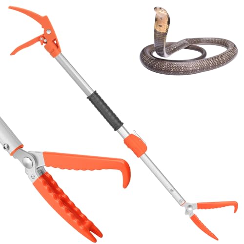 Snake Grabber Tool, 60” Professional Aluminum Alloy Telescopic Rattle Snake Tongs, Reptile Grabber Snake Catcher Wide Jaw Handling Tool with Lock - size: 60 inch