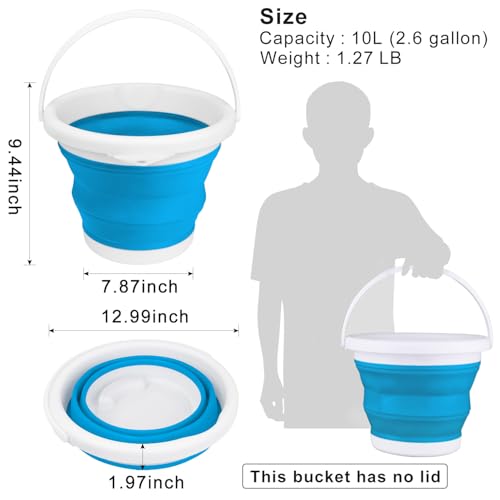 10L Collapsible Mop Bucket with Handle for Cleaning, Portable Car Wash Bucket Garden Cleaning Supplies, Ice Buckets for Parties Camping Fishing, Foldable Wash Basin Tub RV Accessories Household Use - color: Blue, size: 10L