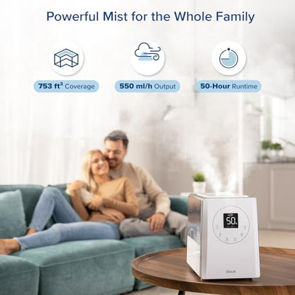 Levoit LV600S Smart Warm&Cool Mist Humidifiers for Home Bedroom Large Room | 6L 753ft² Coverage, Quickly & Evenly Humidify Whole House, Easy Top Fill, Smart Sensor, App & Voice Control, Quiet Sleep Mode