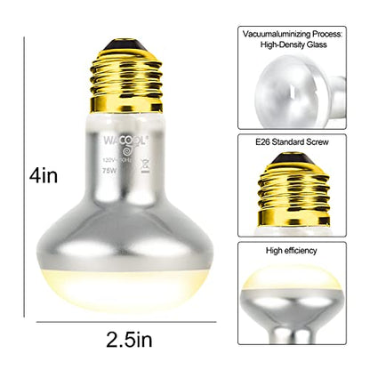 WACOOL 4 Pack Heat Lamp Bulbs for Reptiles, 75W Intense Basking Spot Lights, Simulate Daytime Sunshine Heat Bulbs, UVA Daylight - style: 75W-4pack