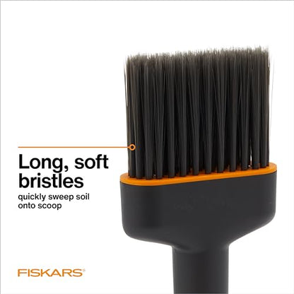 Fiskars Planting Soil Scoop & Brush Set, Dual-Sided Tool for Indoor Potting - style: Soil Scoop & Brush Set