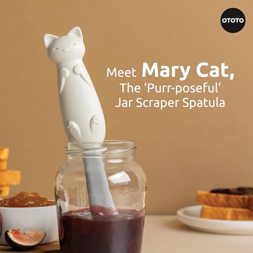 OTOTO Jar Scraper Spatula - Silicone Scraper, Cute Kitchen Accessories, Unique Fun Cooking Kitchen Gadgets for Foodies - BPA-free & 100% Food Safe (Mary Cat) - color: Mary Cat