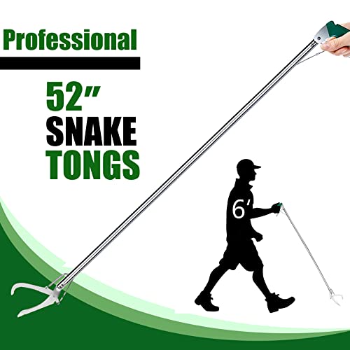 IC ICLOVER 52 Inch Snake Tong + 39 Inch Snake Hook, Snake Handing Tools Set | Upgrade Extra Long Professional Snake Grabber Catcher & Collapsible Snake Hook, for Moving Rattle Snake rattlesnakes Reptiles - size: 52"