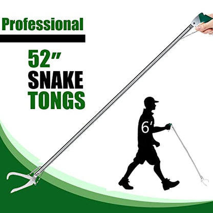 IC ICLOVER 52 Inch Snake Tong + 39 Inch Snake Hook, Snake Handing Tools Set | Upgrade Extra Long Professional Snake Grabber Catcher & Collapsible Snake Hook, for Moving Rattle Snake rattlesnakes Reptiles - size: 52"