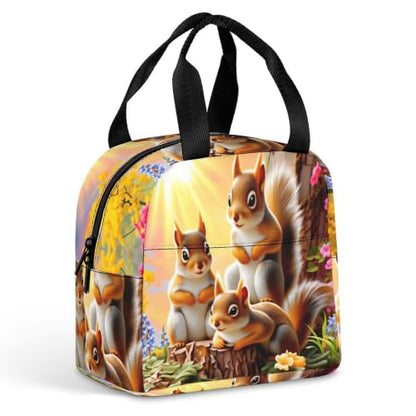 Sunny Garden Squirrel Lunch Bag for Women Men | Insulated Lunch Box Leakproof Food Meal Containers Reusable Foldable 6L Capacity Lunch Tote Bags for Work Picnic Travel - color: style-19