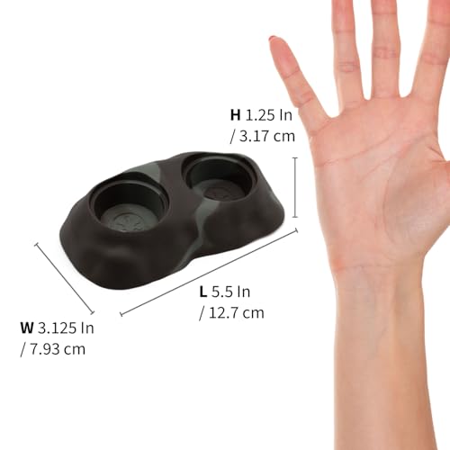 Pangea Ultimate Eco Dish, Feeder for Reptiles 3.125in x 5.5in (Grey Marble) | Food and Water Bowl for Terrestrial Lizards, Durable Silicone Feeding Accessory for Reptile Terrariums - color: Grey Marble