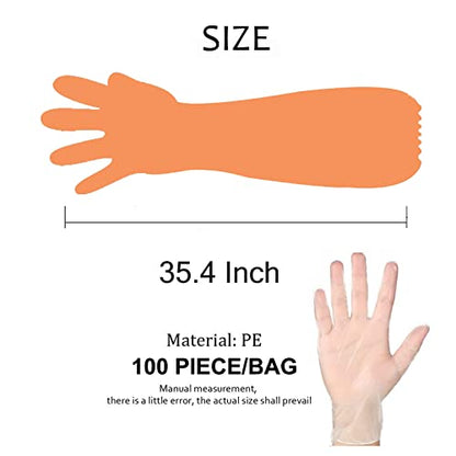 100 Pcs Field Dressing Gloves - Extra Long Disposable Deer Hunting Kit for Gutting and Field Dressing - color: Orange