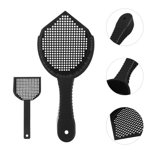 HOMSFOU 2pcs Cat Litter Scoop Set with Large Slotted Plastic Shovels for Convenient Waste Removal, Sturdy Ergonomic Design for Cat and Reptile Litter Box Cleaning, Small and Large Sizes