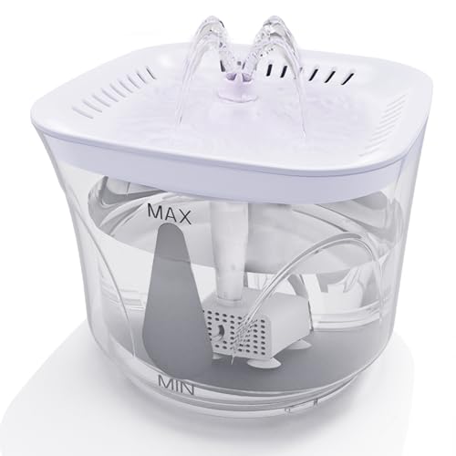 Cat Water Fountain, 2.4L/2.5QT Capacity, White | Ultra Silent Pet Drinking Fountain for Cats and Small Dogs, Indoor Water Fountain, with Replacement Filters