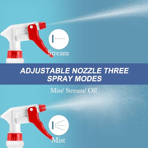 Eccliy 20 Pack 16oz Empty Spray Bottles, Leakproof Cleaning Bottles with Measurement and Adjustable Nozzle for Housekeeping, Commercial Use(Cylinder,Red White New Spray Head) - color: Red White New Spray Head, style: Cylinder