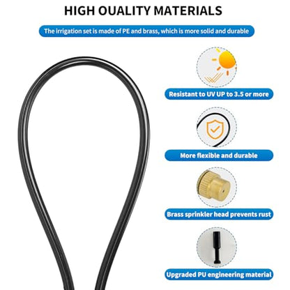 50FT Drip Irrigation System, Complete Garden Watering Kit with Rust-Proof Copper Nozzles - UV Stabilized Flexible Hose for Lawn, Greenhouse, Patio Plants - size: 51FT