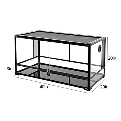 Glass Reptile Terrarium, 40"x20"x20" Bearded Dragon Tank with One-Hand Opening Front Hinge Doors, Top and Front Ventilation, Reptile Habitat for Bearded Dragon Ball Python Snake Gecko Knock-Down - style: 40"x20"x20"(70 Gal)