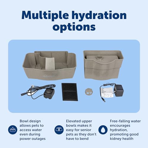 PetSafe Drinkwell Multi-Tier Pet Fountain, Cats & Dogs, Large | 100 oz Capacity, 2 Drinking Heights, Great for Senior/Arthritic Pets, Top-Rack Dishwasher Safe - size: 100oz Capacity