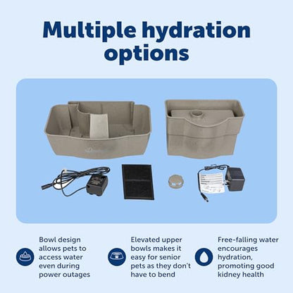 PetSafe Drinkwell Multi-Tier Pet Fountain, Cats & Dogs, Large | 100 oz Capacity, 2 Drinking Heights, Great for Senior/Arthritic Pets, Top-Rack Dishwasher Safe - size: 100oz Capacity