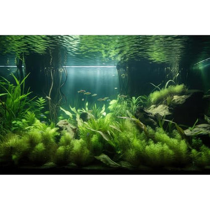 Aquarium Background Lush Green Aquatic Plants and Seagrasses Terrarium Background Under The Sea View With Rock Sands Fish Tank Background Amazing Aquarium Backdrop Background Poster Vinyl 24x12in - color: Leaf Green, size: 24(W)x12(H)inches/ 60(W)*30cm(H)