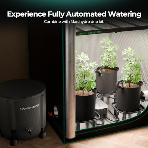 MARS HYDRO Auto Drainage System with Water Pump for Indoor Plants Grow Tent | Plant Drainage Saucers with 4 Elevated Runoff Trays & 4-Pack 5 Gallon Grow Bags for Growbox - size: 4PC