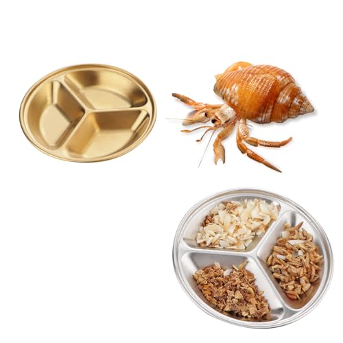 2 Pack Stainless Steel Small Reptiles Food Water Bowls, Shallow Feeding Dish for Hermit Crabs, Lizards, Snakes, Geckos, Turtles, Spiders