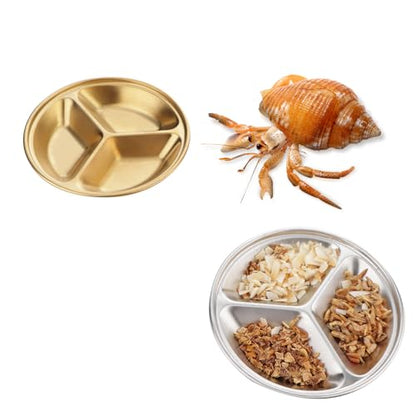 2 Pack Stainless Steel Small Reptiles Food Water Bowls, Shallow Feeding Dish for Hermit Crabs, Lizards, Snakes, Geckos, Turtles, Spiders
