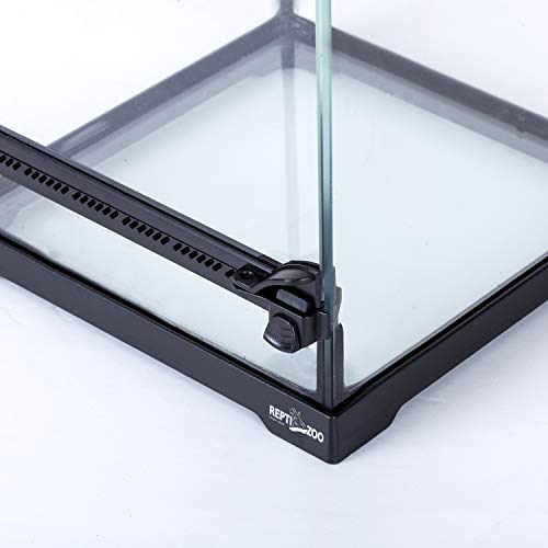 REPTI ZOO Mini Reptile Glass Terrarium,Front Opening Door Full View Visually Appealing Mini Reptile or Amphibians Glass Habitat - size: 8"x8"x12"