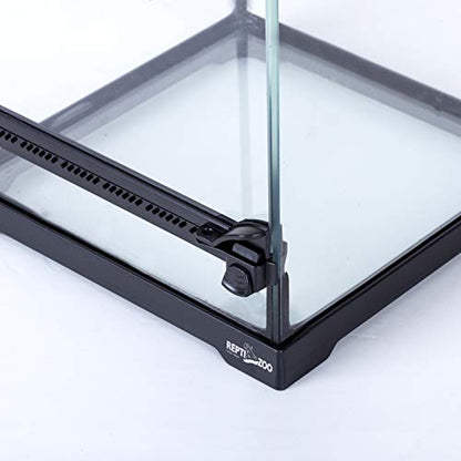 REPTI ZOO Mini Reptile Glass Terrarium,Front Opening Door Full View Visually Appealing Mini Reptile or Amphibians Glass Habitat - size: 8"x8"x12"