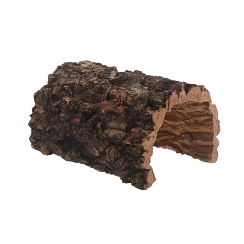 Natural Reptile Hideout: Terrarium Accessory Cork Bark Shelter - Rustic Reptile Tunnel Cave for Leopard Gecko, Bearded Dragon, Snake Climbing Hiding 5.9"X4.5"X3.35" - size: 15.00X11.50X8.50CM