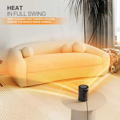Magshion Portable Electric Space Heater, 1500W Electric Heaters Indoor Portable with Thermostat, PTC Fast Heating Small Heater with Remote for Bedroom, Office and Indoor Use - size: Round - 1500W - Remote