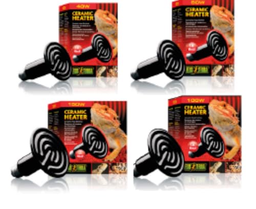 Exo Terra's Ceramic Heater - 40 W Lamp Pack for Reptile Heat, Ceramic Emitter with 150-Watt Ceramic Heat Emitter, Compatible with Exo Terra Light and Thermostat - size: 40 Watts