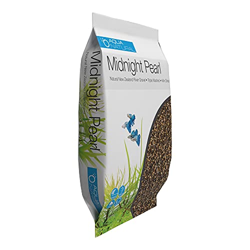 Aqua Natural Aquarium Substrate, Midnight Pearl Gravel, 10lb | 2-4mm, For Aquascaping, For Aquariums, For Vivariums and Terrariums