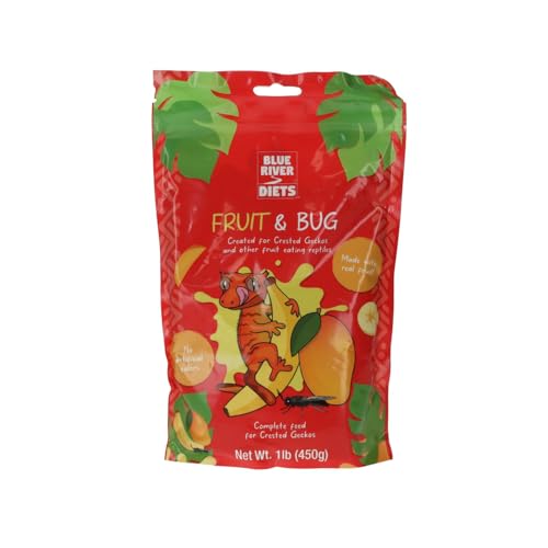 Blue River Diets Complete Crested Gecko Food 1lb (450g) Fruit & Bug | All Natural Gecko Food Made in the UK
