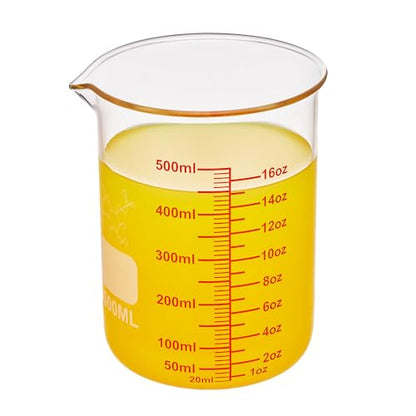 High Borosilicate Glass Measuring Cup-V-Shaped Spout,500ml(16OZ) Glass Measuring Beaker for Kitchen or Restaurant, Easy to Read - size: 500ml (16oz)
