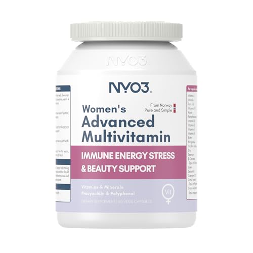 NYO3 Multivitamin for Women with Nicotinamide Lutein Grape Seed & Vitamins A, D3, B1/2/6/12, C, E for Energy, Nourish Hair/Skin/Nail, Premium Daily Womens Multivitamins - 60 Capsules