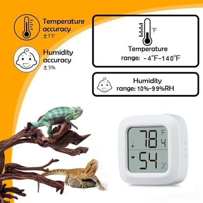 Reptile Tank Thermometer, Mini Digital Hygrometer Thermometer Gauge, Indoor Outdoor Temperature Humidity Meter for Greenhouse Humidors Incubators Reptile Terrarium Jars, Fahrenheit (℉) or Celsius(℃)