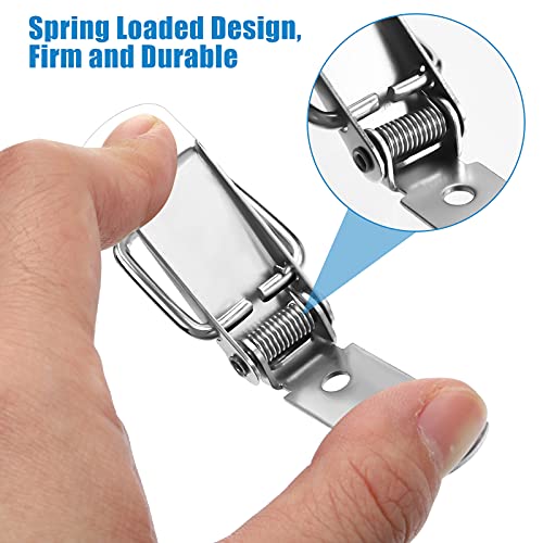 Hotop 4Pcs Latch Spring Loaded Toggle Latch Stainless Steel Catch Hasp Clamp Clip Lock for Tool Box Cabinet, Wooden Case, Jewelry Box, Chest