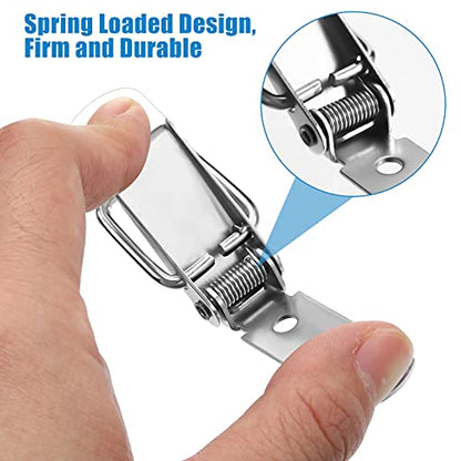 Hotop 4Pcs Latch Spring Loaded Toggle Latch Stainless Steel Catch Hasp Clamp Clip Lock for Tool Box Cabinet, Wooden Case, Jewelry Box, Chest