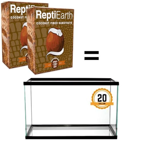 ReptiEarth Reptile Bedding, Fluffy Coconut Fiber Substrate 12 Quart Organic Coco Ready to Use for Bioactive Snake Terrarium, Lizard Tanks with Plants, for Frog, Tarantula or Hermit Crab Habitat (2 Pk) - size: 12 Quart (2 Pack)
