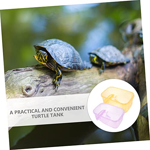 Generic 2pcs Turtle Feeding Box Turtle Tortoise Tank Aquarium Water Case Fish Bowl Hermit Crab Gecko Tortoise Breeding Tank Raising Plastic