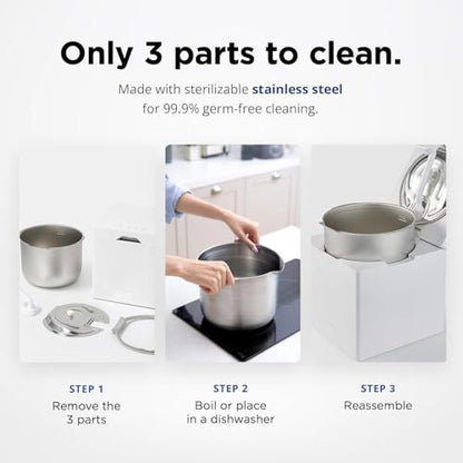 Carepod Cube Plus X50V Stainless Steel Humidifier - Easy to Clean, 3 Mist Level Settings, Auto-Humidity & Auto Shut-Off Feature, One Touch Built-in Sanitization, No Filters, Lasts 32Hrs (1.1Gal/4.2L)