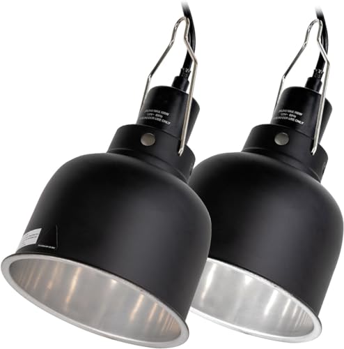WACOOL TERRA Reptile Light Fixture 2 Pack, 5.5 in Deep Dome Reptile Heat Lamp Fixture, Optical Reflection Terrarium Light Fixture for Reptile UVB UVA Heat Basking Bulbs - style: 5.5 inch-2pack